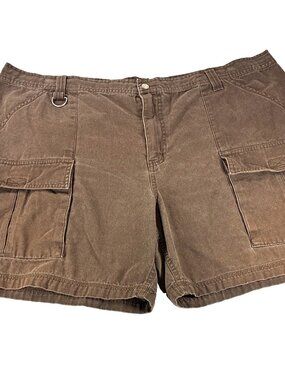 Cherokee Mens 44 Brown Cotton Canvas Cargo Shorts Loose Fit Pockets 100 Cotton